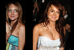 Lindsay Lohan denies that she got breast implants.