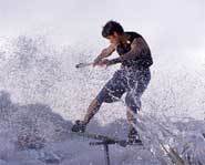 Wakeskating combines the sports of wakeboarding and skateboarding.
