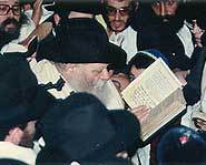 Lubavitehr Rebbe during the ceremony of Blessing the Moon, right after Yom Kippur prayers.