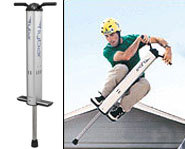 Andy Macdonald goes for a ride on the Flybar pogo stick.