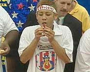 Takeru Kobayashi set a new hotdog eating world record in 2004 by wolfing down 53 hotdogs in 12 minutes.