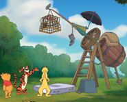 Winnie the Pooh and friends try to capture a Heffalump in Pooh's Heffalump Movie.