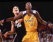 Picture of Lisa Leslie of the WNBA's Los Angeles Sparks who has won a WNBA title and three Olympic gold medals.