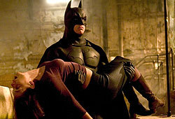 Christian Bale and Katie Holmes star in the new movie Batman Begins.