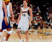 Photo of Sue Bird, who will be playing basketball for the USA at the 2004 Summer Olympics.