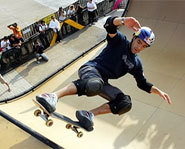 Picture of pro skateboarder Sandros Dias at the Summer X Games.