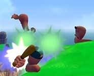 The Worms 3D tactical strategy video game for the Playstation 2 videogame console mixes wacky worms and wild weapons!