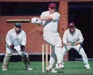 A batsman in cricket tries to guard the wicket and score runs.
