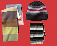 Look cool this winter in striped hats and scarves.