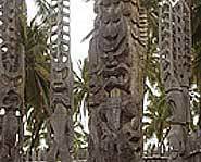 Marquesas Islands - tiki statues.