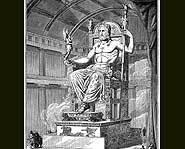 The Statue of Zeus was four stories high.