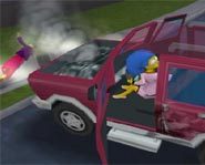 Marge smokes someone in The Simpsons Hit and Run video game for Xbox.