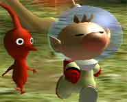 Captain Olimar and his Pikmin sidekick.
