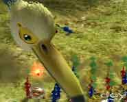 That big bird is gonna munch all the lil' Pikmin!