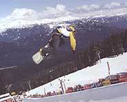 Big air on snowboard.