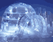 This igloo is one of Duncan Hamilton's many ice carvings.