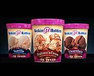 Packaging for Baskin Robbins take-home ice cream.