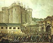 The storming of the Bastille in France.