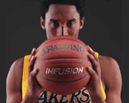 Kobe Bryant of the LA Lakers practices with a Spalding Infusion Basketball.