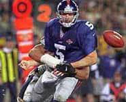 New York Giants football player Kerry Collins holds the NFL record for most fumbles.
