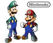 Mario and Luigi are ready to play games on the upcoming Nintendo DS two-screen handheld game system!