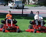 Ryan and the Governor of Utah, Mike Leavitt, mow the Capital lawn.