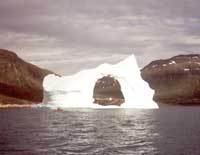 It's common to see drifting icebergs in the spring.