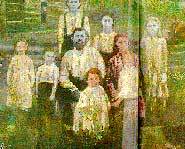 The dad and four children had blue skin.