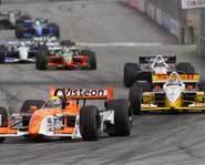 Roberto Moreno zooms down the track at a CART race.