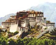 The Potala Palace in Lhasa, Tibet is the former home of the Dali Lama.