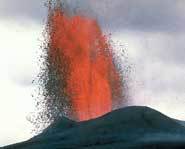 A volcano fountain of lava.