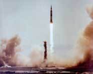 Apollo rocket launches.