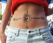 One proud client shows off her designs.