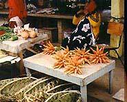 At the market.