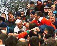 The 2001 New Year's Day game was won by the Uppies.