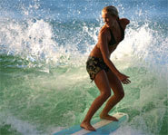 Picture of surfer Bethany Hamilton who lost her left arm in a shark attack.