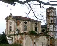 Abbey of Lucedio sits on the flat rice fields.