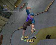 Tony Hawk rides a rail in cyberland.
