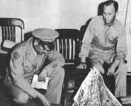 Jesse Marcel holding part of a UFO or was it a weather balloon?