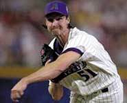 Randy 'The Big Unit' Johnson has a mullet and a handlebar moustache.