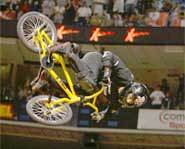 Mat Hoffman on his BMX at the 2002 X Games in Philadelphia.
