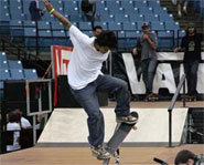 Picture of skateboarder, Paul Rodriguez, at the 2005 Slam City Jam.