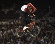 Picture of BMX dirt jumper, T.J. Lavin at the 2005 X Games.
