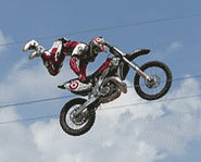 Picture of freestyle motocross rider, Nate Adams, at the 2005 X Games.