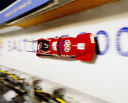 Picture of Vonetta Flowers at the 2002 Winter Olympics.