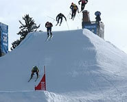 Picture of a skiercross race at the Winter X Games.