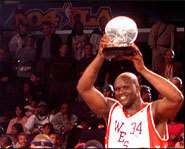 Photo of Shaquille O'Neal, who has the nicknames Shaq Attack and Big Diesel.
