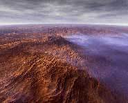 A simulated airplane view of Maxwell Montes on Venus.