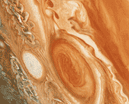 Picture of the giant red spot on Jupiter's surface.