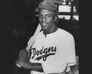 Photo of Jackie Robinson - the first black player to play in Major League Baseball.